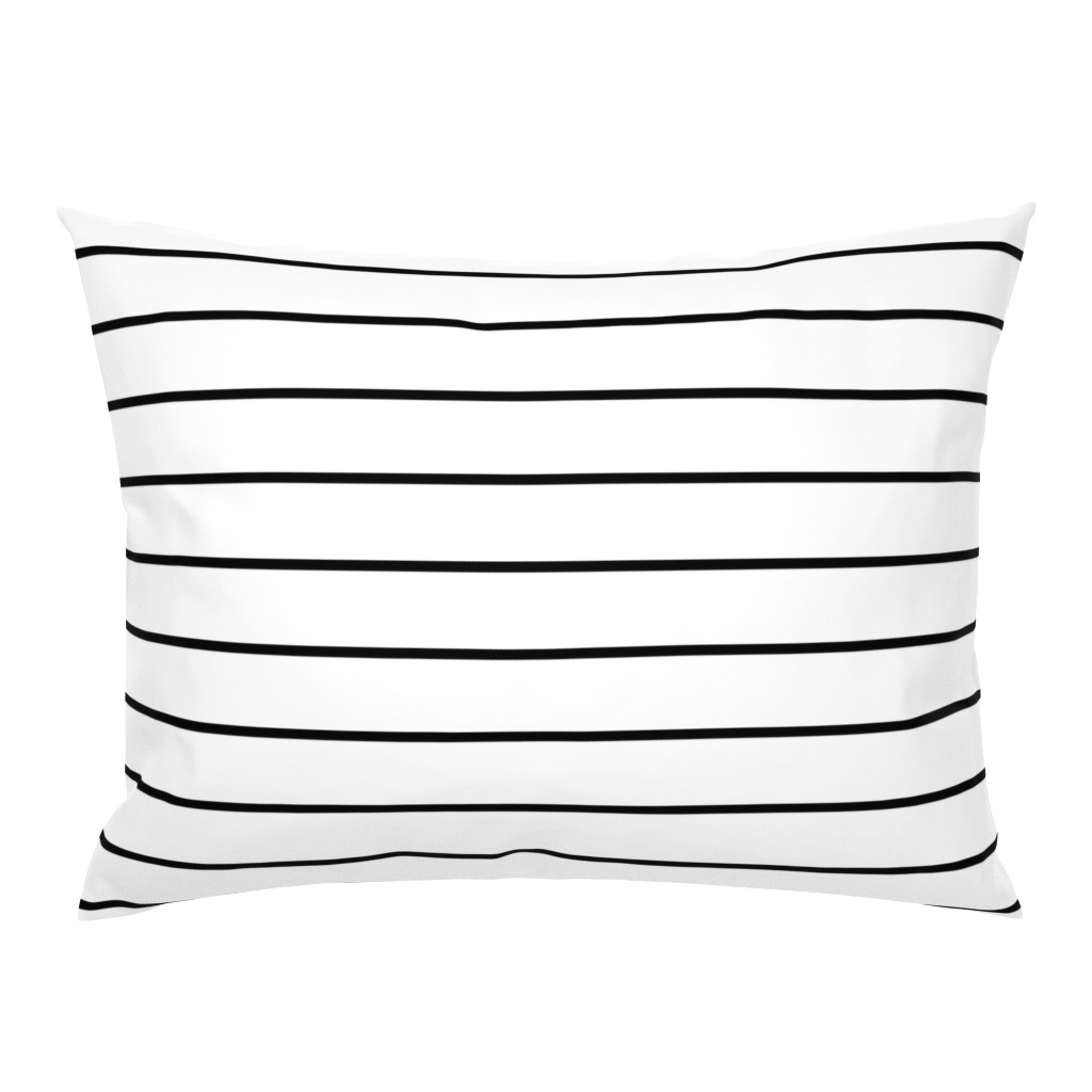 Wide Stripes Black on White Horizontal 