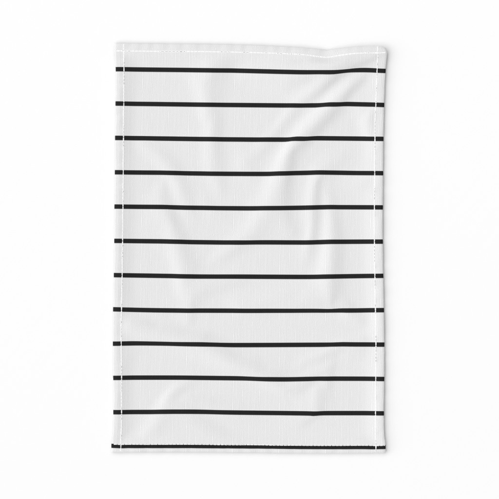 Wide Stripes Black on White Horizontal 