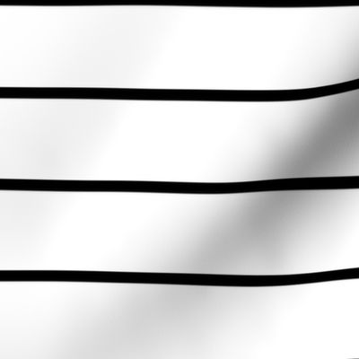 Wide Stripes Black on White Horizontal 