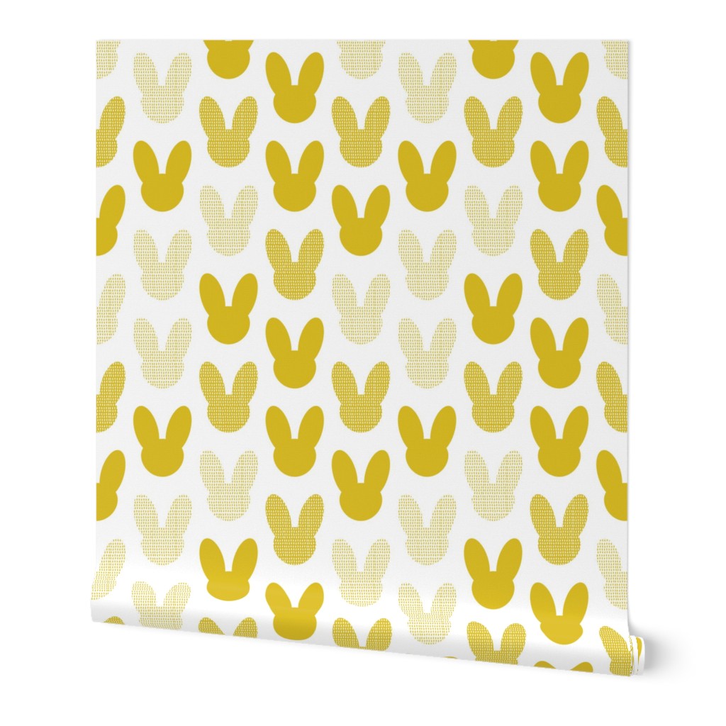 Abstract scandinavian style summer spring bunny ears in gender neutral mustard yellow