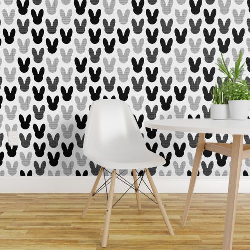 Wallpaper Abstract Scandinavian Style Summer Spring Bunny Ears In Gender Neutral Black And White