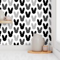 Abstract scandinavian style summer spring bunny ears in gender neutral black and white
