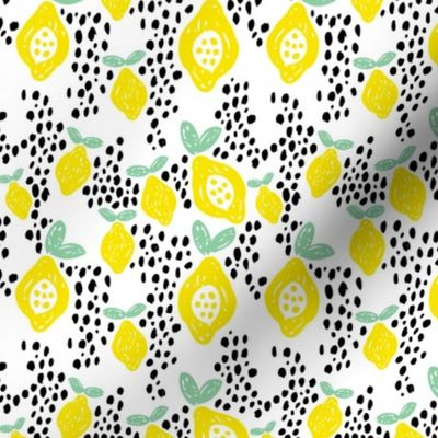 Cool scandinavian abstract topical fruit summer spring fabric green yellow