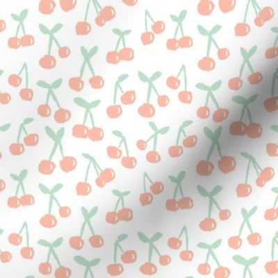 Cool scandinavian abstract cherry blossom fruit summer spring fabric mint coral peach pink