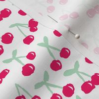 Sweet cherry blossom fruit design for summer girls and spring textiles pink mint