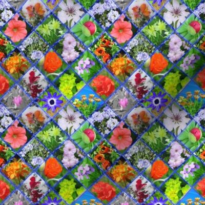 Blue Geometric Photographic Flowers