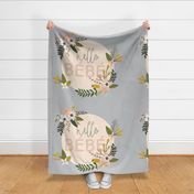 Blush Sprigs and Blooms Bébé Blanket // On Gray