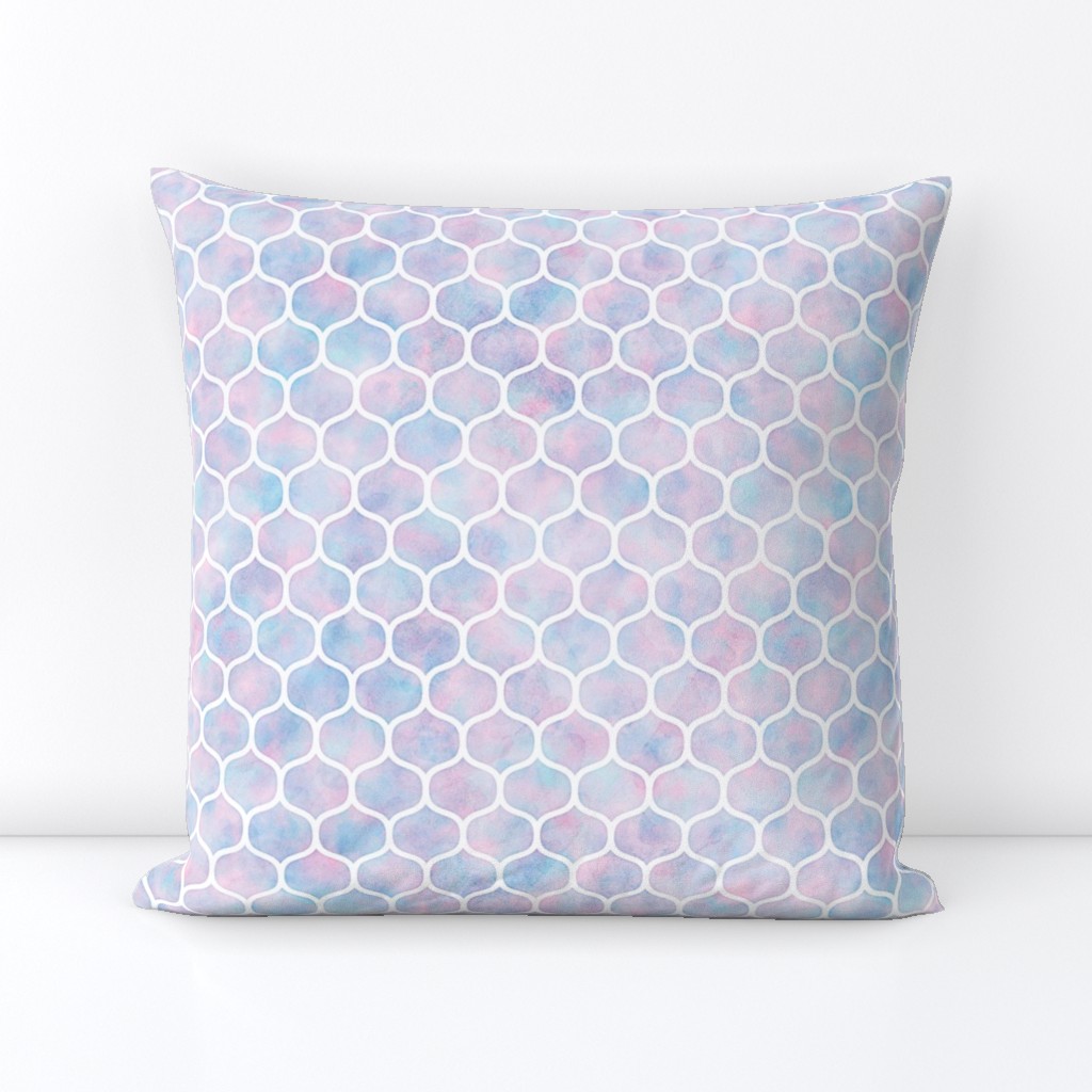 Bold Ogee Pattern in Cotton Candy Watercolor