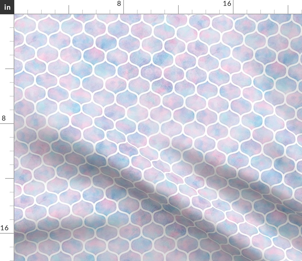 Bold Ogee Pattern in Cotton Candy Watercolor