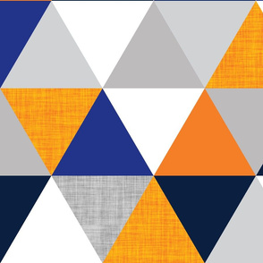 triangle wholecloth // navy and orange