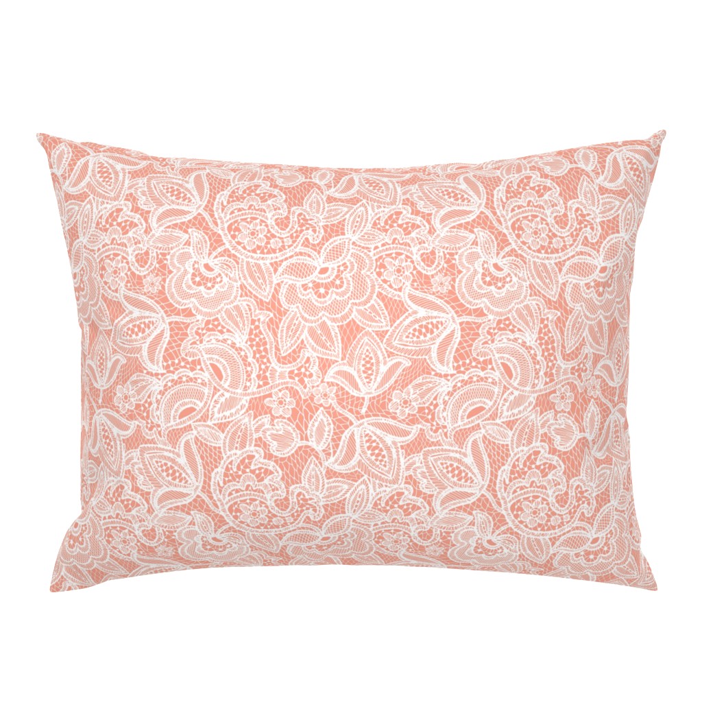 Coral Sprigs and Blooms Coordinate Lace 2 