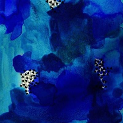 Indigo Watercolor Abstract // Small