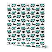 Raccoon >> Woodland Geometric Kids Baby Nursery Illustration >> Turquoise and Black