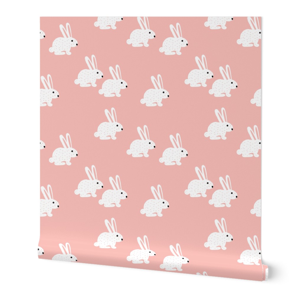Sweet pastel bunny rabbit kids pastel scandinavian style illustration print pink XS