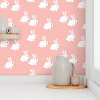 Sweet pastel bunny rabbit kids pastel scandinavian style illustration print pink XS