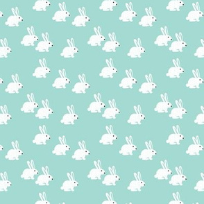 Soft pastel white bunny rabbit illustration for spring and easter kids design mint XS