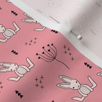 Adorable little baby bunny geometric scandinavian style rabbit for kids pink XS