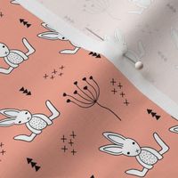 Adorable little baby bunny geometric scandinavian style rabbit for kids soft coral XS