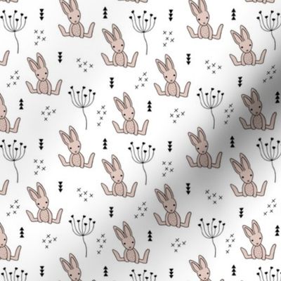 Adorable little baby bunny geometric scandinavian style rabbit for kids gender neutral black and white XS