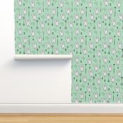 Cool white bunny and geometric arrows spring easter design in gender neutral mint green XS