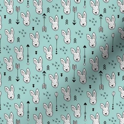 Cool white bunny and geometric arrows spring easter design in gender neutral soft blue XS