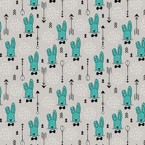 Cool hipster white bunny and geometric arrows spring easter design in gender neutral pastel blue XS