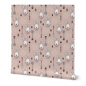 Cool hipster white bunny and geometric arrows spring easter design in gender girls pink beige XS