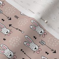 Cool hipster white bunny and geometric arrows spring easter design in gender girls pink beige XS