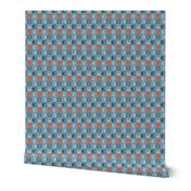 15-08E Abstract Teal Light Blue Orange Whimsical  Polka Dots Spots _Miss Chiff Designs