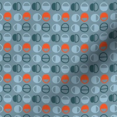 15-08E Abstract Teal Light Blue Orange Whimsical  Polka Dots Spots _Miss Chiff Designs