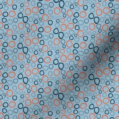 15-08C Abstract Hand drawn Teal Orange Bubbles Slate Sky Blue _ Miss Chiff Designs