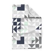 navy + mint + gray puzzle wholecloth //  small