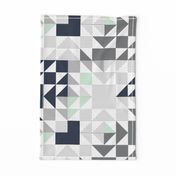 navy + mint + gray puzzle wholecloth //  small
