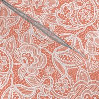 Coral Sprigs and Blooms Coordinate Lace 3