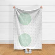 Hello Baby Mint Gray Baby Blanket