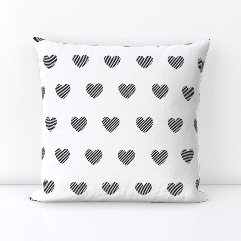 Black Diagonal Stripes Hearts