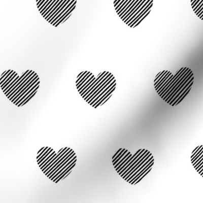 Black Diagonal Stripes Hearts