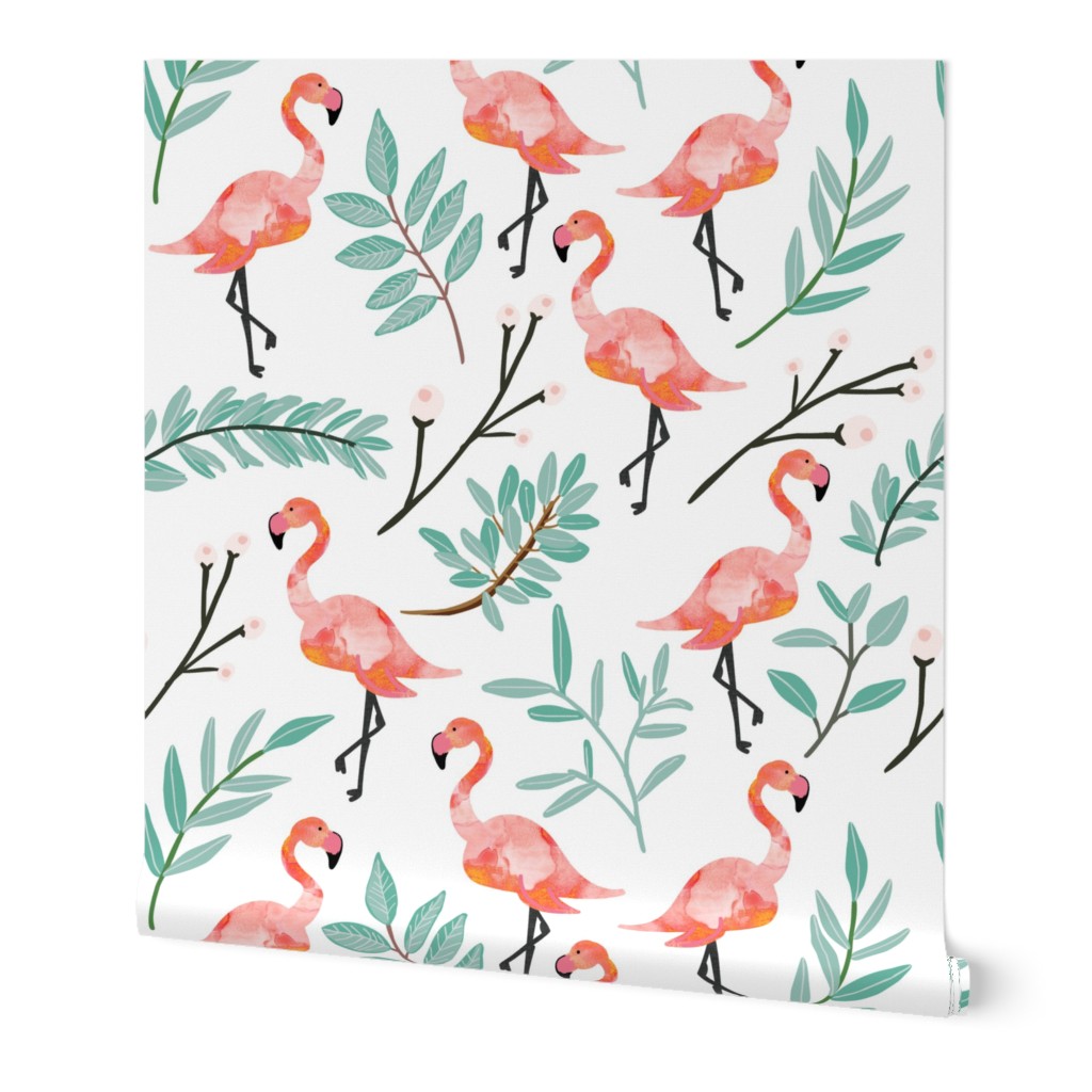 Coral Flamingos in Shade