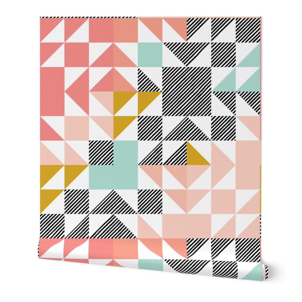 blush puzzle wholecloth // diagonal stripe