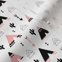 Teepee tent arrows and cactus garden cool kids geometric scandinavian style print pink girls XS