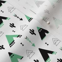 Teepee tent arrows and cactus garden cool kids geometric scandinavian style print gender neutral mint XS