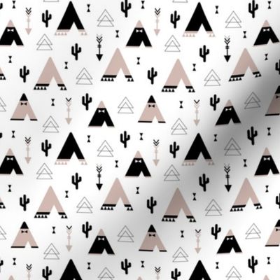 Geometric indian summer cactus teepee and arrows triangle illustration gender neutral XS