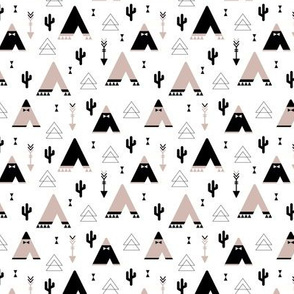 Geometric indian summer cactus teepee and arrows triangle illustration gender neutral XS