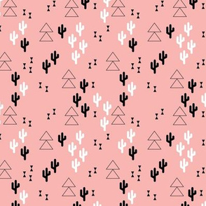 Geometric cactus scandinavian trend triangle design soft pink for girls XS