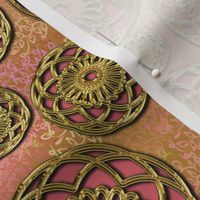 Pink and Fake Gold Filigree Buttons