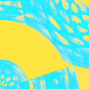 Aqua and Yellow Abstract Large Print