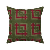 Fill A Yard Carpenters Square Quilt Block 6in Olive Maroon