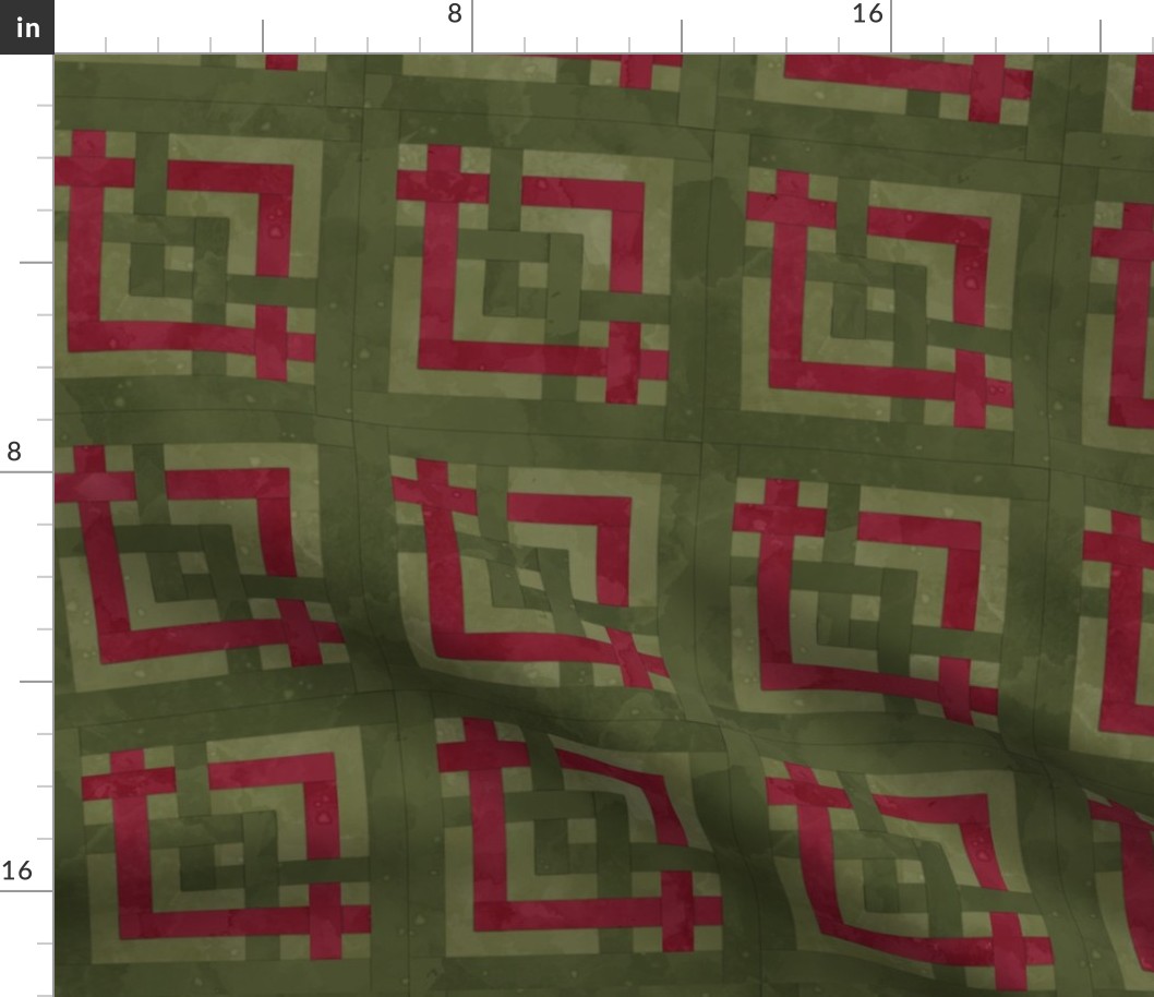 Fill A Yard Carpenters Square Quilt Block 6in Olive Maroon