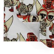 #SFDesignADay Steampunk Chihuahua, large scale, white beige tan red