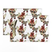 #SFDesignADay Steampunk Chihuahua, large scale, white beige tan red